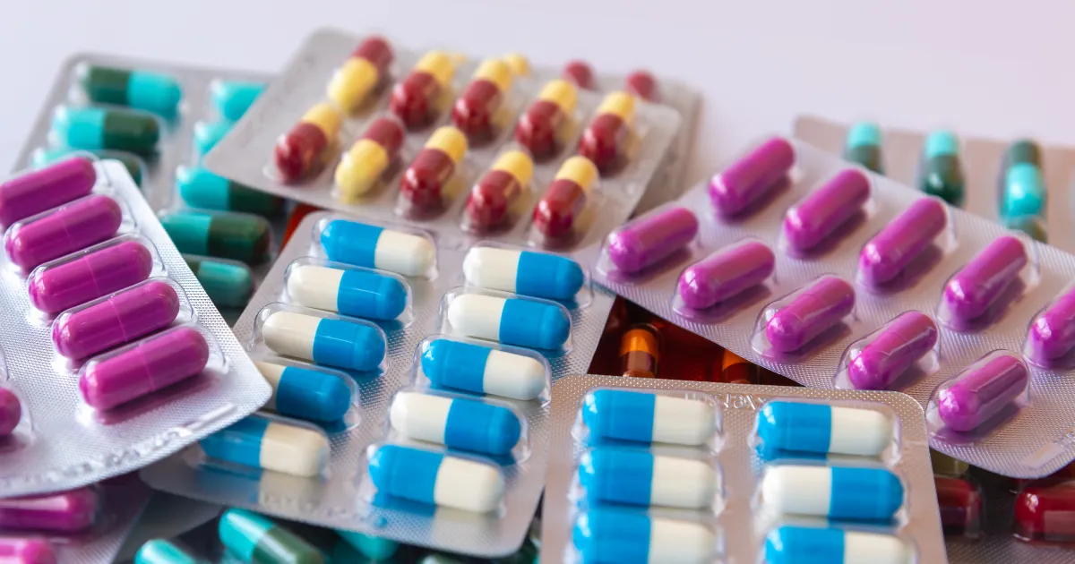 A variety of colorful pharmaceuticals.