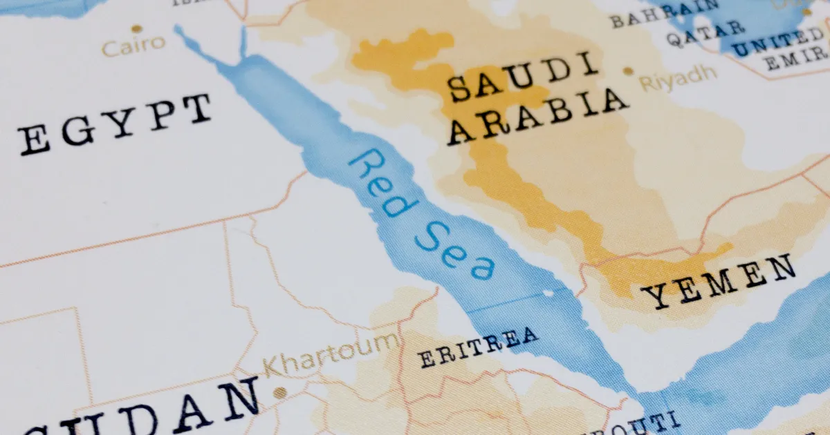 A map of the red sea showing the location of the suez canal.