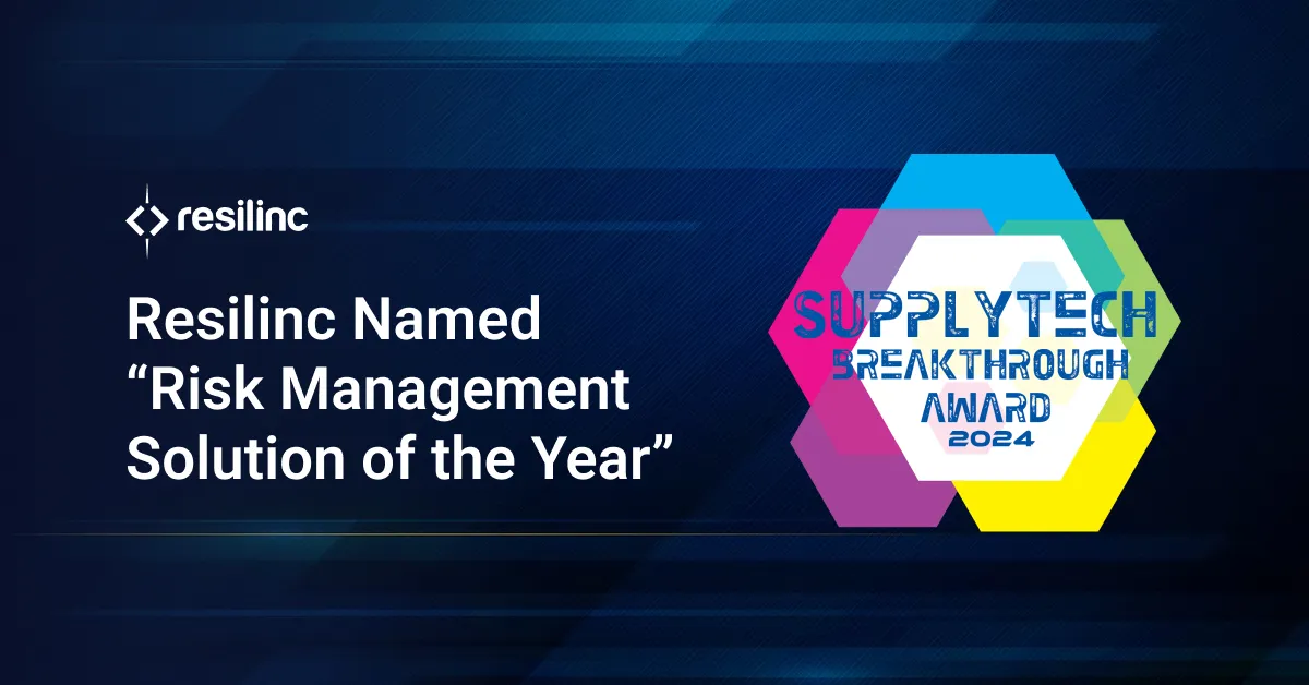Resilinc named risk management solution of the year for 2024 by SupplyTech Breakthrough.