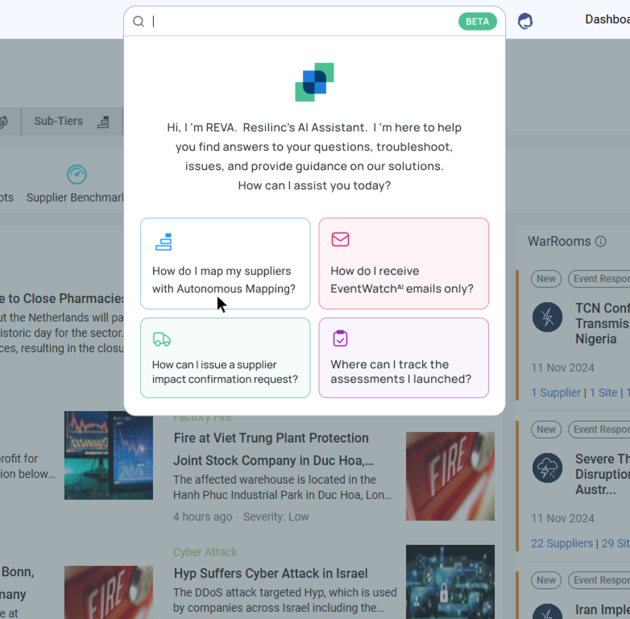 Resilinc REVA AI Screenhots