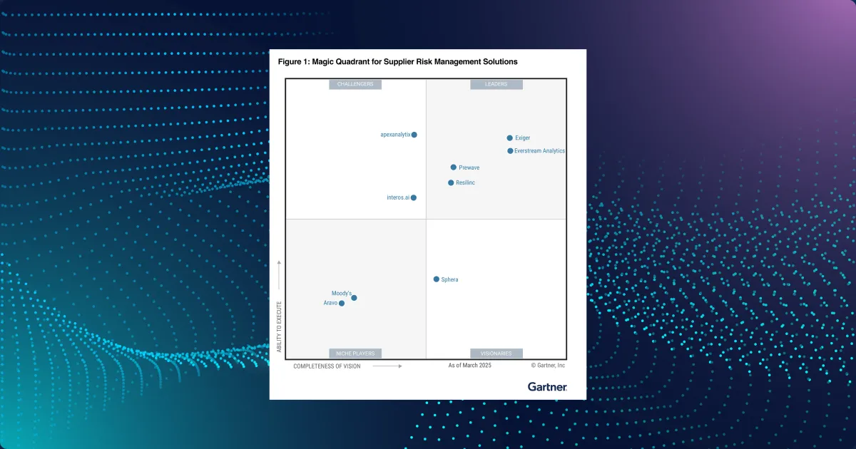 Resilinc Named a Leader in the Gartner® Magic Quadrant™ for Supplier Risk Management